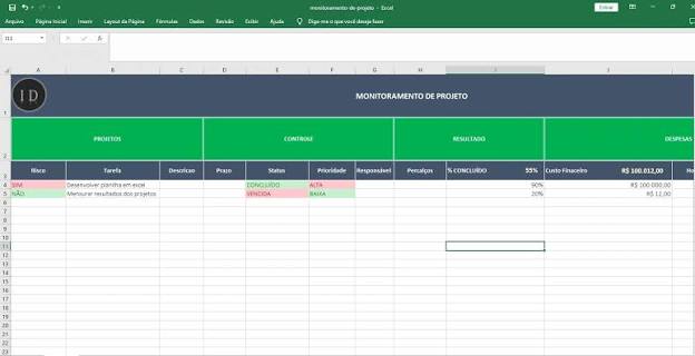 Excel para Monitoria e Gestão de Projectos
