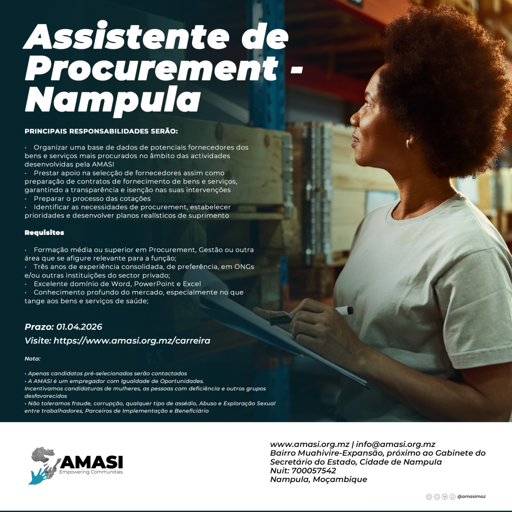 Estamos a contratar: Assistente de Procurement para Nampula
