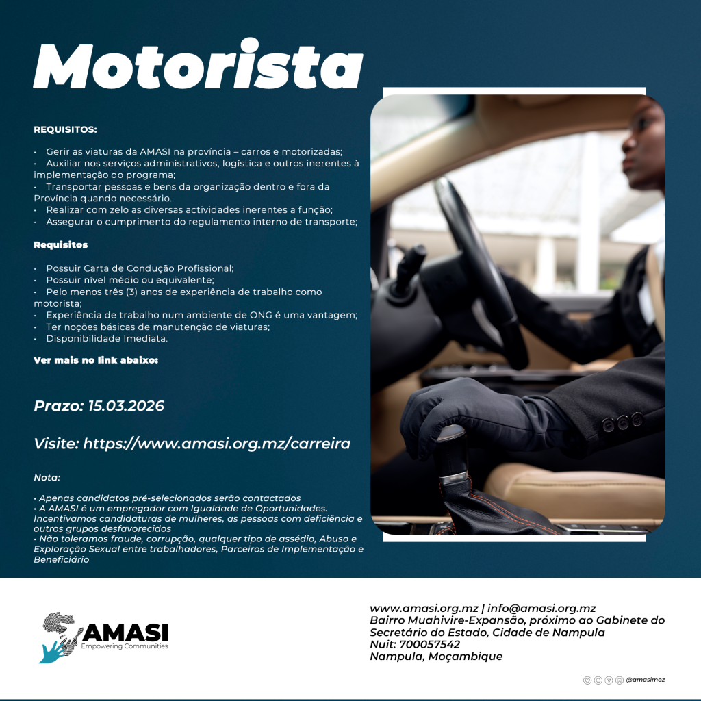 Estamos a contratar: Motorista para Cabo Delgado