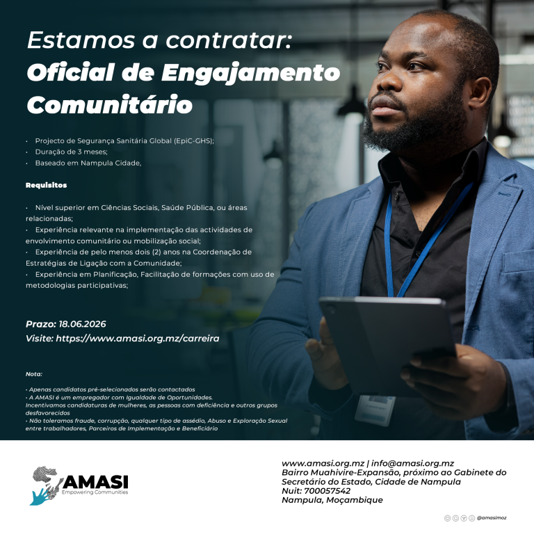 Estamos a Contratar: Oficial de Engajamento Comunitário