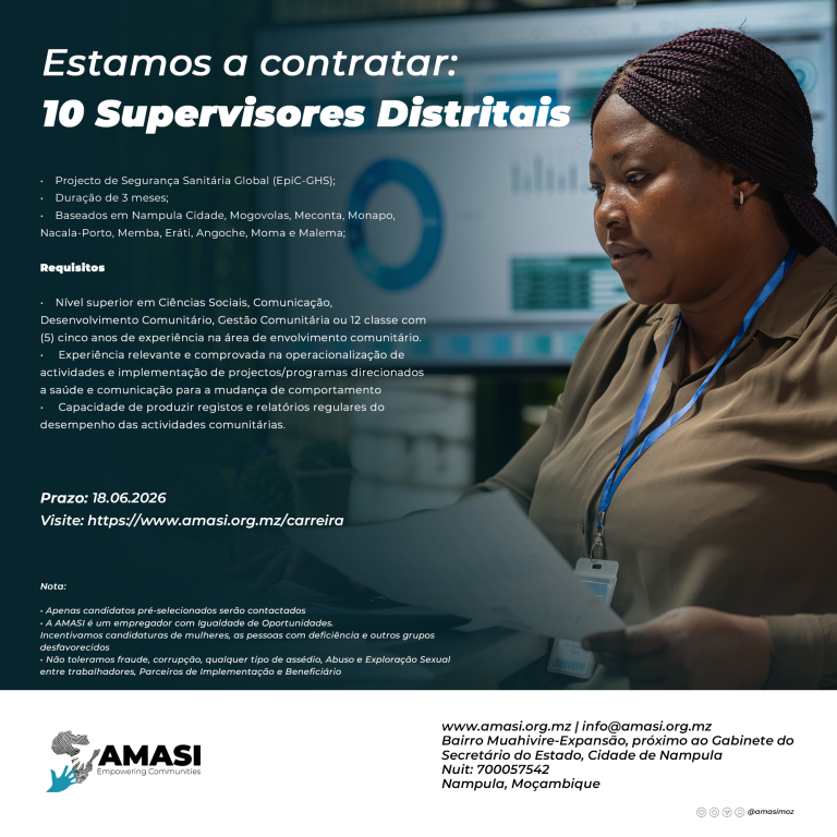 Estamos a Contratar: Supervisores Distritais